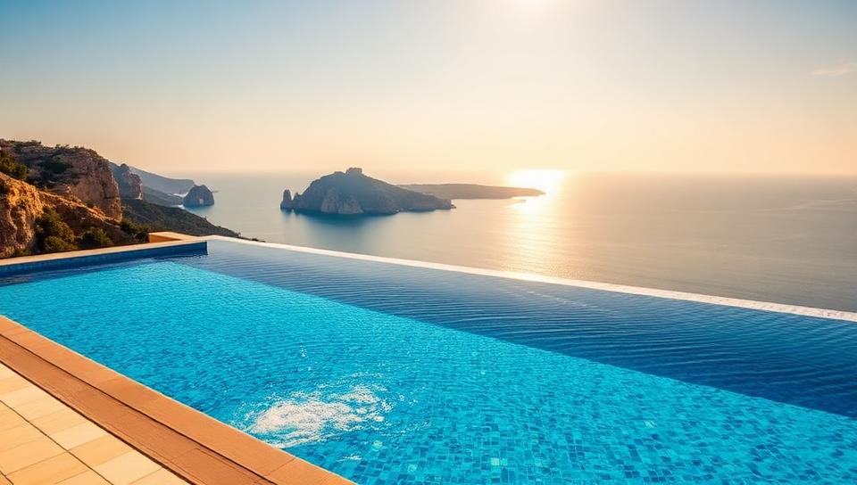 Piscine à débordement face aux calanques