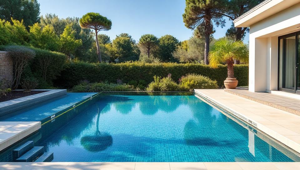 Piscine miroir villa contemporaine à Puyricard